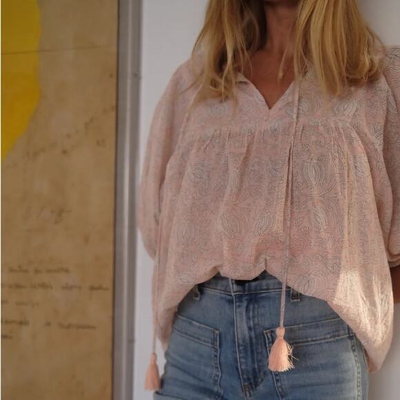 Marea Steph Blush Pink 3/4 Balloon Sleeves Slouchy Pullover Top Women’s Small - Picture 11 of 11